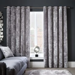Dunelm Crushed Velour Silver Eyelet Curtains 9 Dunelm Crushed Velour Silver Eyelet Curtains -Dunelm Shop 30678058 alt01