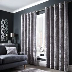 Dunelm Crushed Velour Silver Eyelet Curtains 11 Dunelm Crushed Velour Silver Eyelet Curtains -Dunelm Shop 30678058 alt03