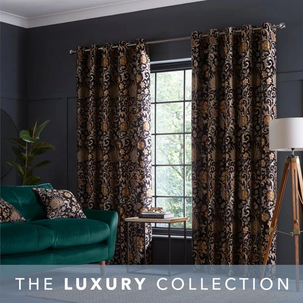 Dunelm Betsy Black Eyelet Curtains 4 Dunelm Betsy Black Eyelet Curtains - Image 2