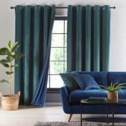 Dunelm Reversible Peacock Green And Navy Velour Eyelet Curtains 9 Dunelm Reversible Peacock Green And Navy Velour Eyelet Curtains -Dunelm Shop 30687249 alt01