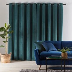 Dunelm Reversible Peacock Green And Navy Velour Eyelet Curtains 12 Dunelm Reversible Peacock Green And Navy Velour Eyelet Curtains -Dunelm Shop 30687249 alt04