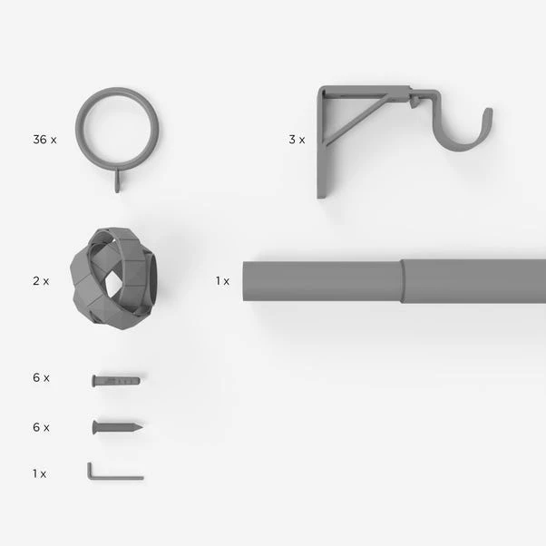 Dunelm Cecile Extendable Chrome Eyelet Curtain Pole Dia. 28mm 7 Dunelm Cecile Extendable Chrome Eyelet Curtain Pole Dia. 28mm - Image 5