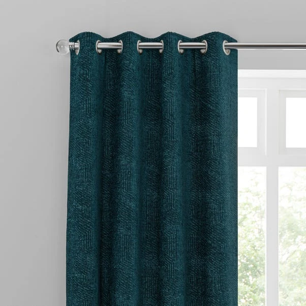 Luxury Collection Chenille Geo Peacock Eyelet Curtains 3 Luxury Collection Chenille Geo Peacock Eyelet Curtains