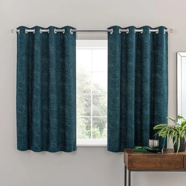 Luxury Collection Chenille Geo Peacock Eyelet Curtains 7 Luxury Collection Chenille Geo Peacock Eyelet Curtains - Image 5