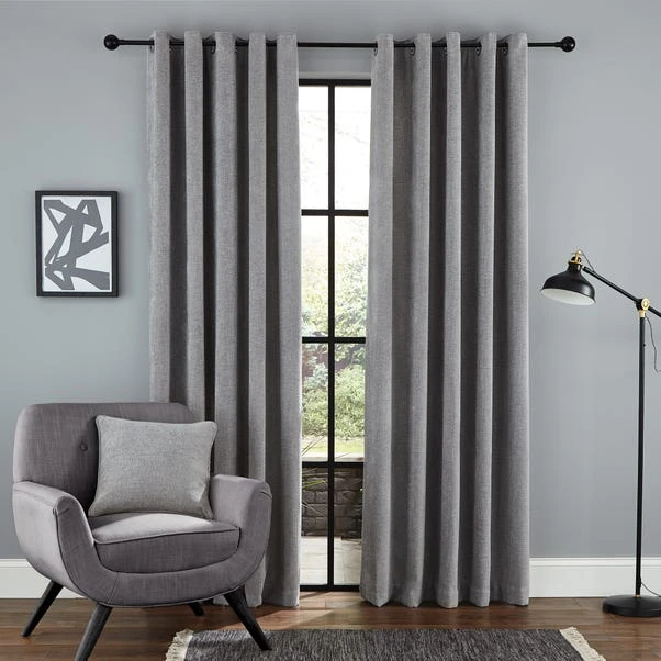 Dunelm Wynter Grey Thermal Eyelet Curtains 4 Dunelm Wynter Grey Thermal Eyelet Curtains - Image 2