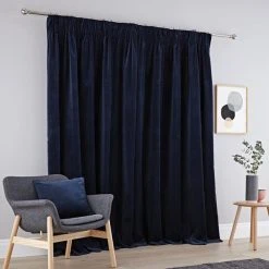 Luxury Collection Peyton Indigo Pencil Pleat Curtains -Dunelm Shop 30688372 alt04