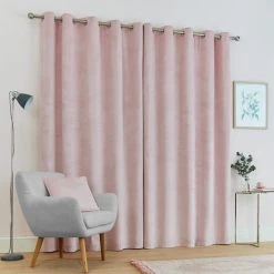 Dunelm Ashford Blush Velour Eyelet Curtains -Dunelm Shop 30688391 alt04