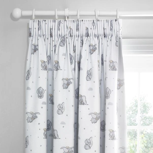 Disney Dumbo White Thermal Blackout Pencil Pleat Curtains 3 Disney Dumbo White Thermal Blackout Pencil Pleat Curtains