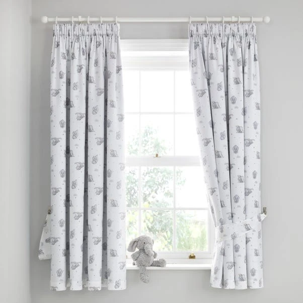 Disney Dumbo White Thermal Blackout Pencil Pleat Curtains 4 Disney Dumbo White Thermal Blackout Pencil Pleat Curtains - Image 2