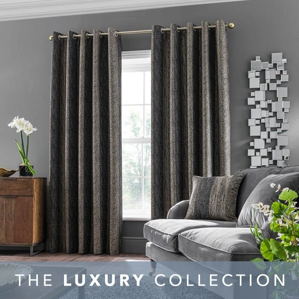 Dunelm Alexandria Stripe Charcoal Eyelet Curtains 4 Dunelm Alexandria Stripe Charcoal Eyelet Curtains - Image 2