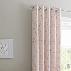 Dunelm Fiori Pink Blackout Eyelet Curtains
