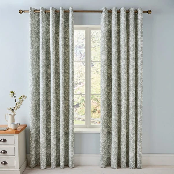 Dunelm Evesham Green Blackout Eyelet Curtains 4 Dunelm Evesham Green Blackout Eyelet Curtains - Image 2