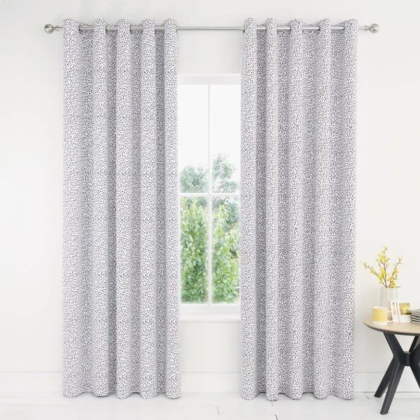 Dunelm Dottie Reversible Black Blackout Eyelet Curtains 4 Dunelm Dottie Reversible Black Blackout Eyelet Curtains - Image 2