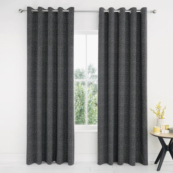 Dunelm Dottie Reversible Black Blackout Eyelet Curtains 6 Dunelm Dottie Reversible Black Blackout Eyelet Curtains - Image 4