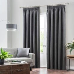 Dunelm Luna Charcoal Blackout Pencil Pleat Curtains 8 Dunelm Luna Charcoal Blackout Pencil Pleat Curtains -Dunelm Shop 30693973 alt01