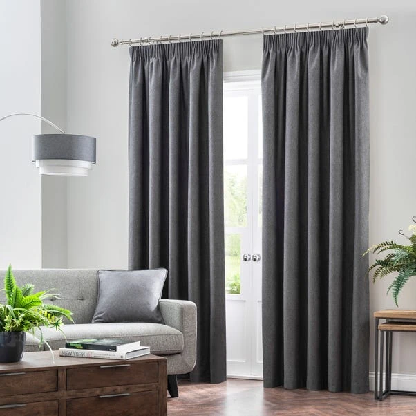 Dunelm Luna Charcoal Blackout Pencil Pleat Curtains 4 Dunelm Luna Charcoal Blackout Pencil Pleat Curtains - Image 2