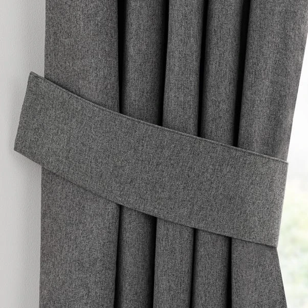 Dunelm Luna Charcoal Pencil Pleat Tieback 3 Dunelm Luna Charcoal Pencil Pleat Tieback
