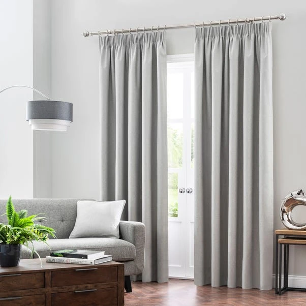 Dunelm Luna Brushed Dove Grey Blackout Pencil Pleat Curtains 4 Dunelm Luna Brushed Dove Grey Blackout Pencil Pleat Curtains - Image 2