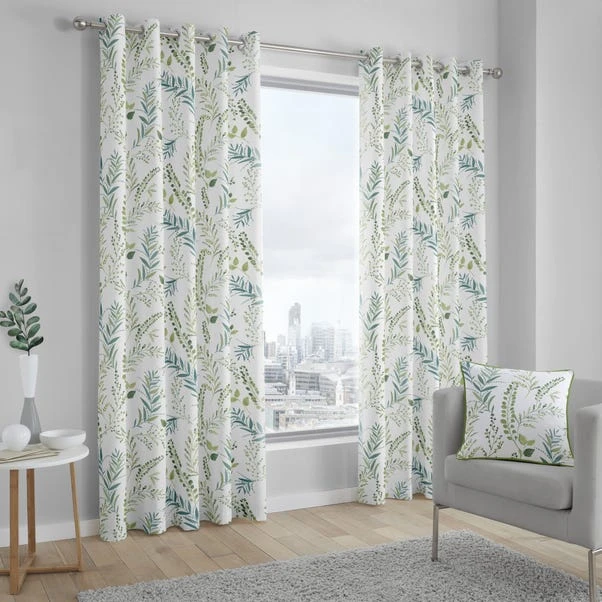Fusion Fernworthy Green Eyelet Curtains 4 Fusion Fernworthy Green Eyelet Curtains - Image 2