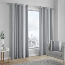 Fusion Whitworth Striped Grey Eyelet Curtains 7 Fusion Whitworth Striped Grey Eyelet Curtains -Dunelm Shop 30695421 alt01