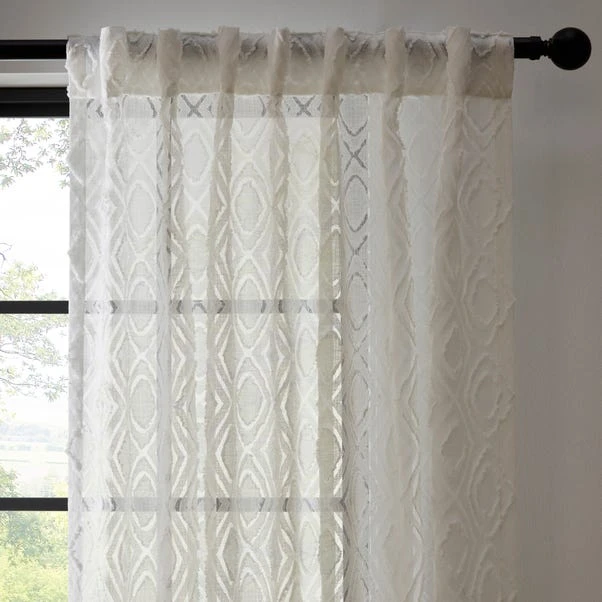 Dunelm Tufted Diamond Slot Top White Voile 3 Dunelm Tufted Diamond Slot Top White Voile