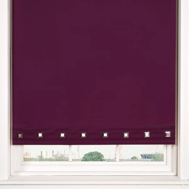 Square Eyelet Aubergine Roller Blind 3 Square Eyelet Aubergine Roller Blind