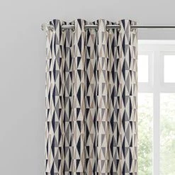 Dunelm Elements Triangles Navy Eyelet Curtains