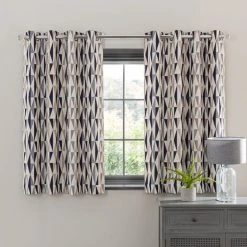 Dunelm Elements Triangles Navy Eyelet Curtains -Dunelm Shop 30705190 alt05