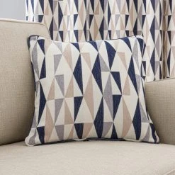 Dunelm Elements Triangles Navy Eyelet Curtains -Dunelm Shop 30705190 alt07