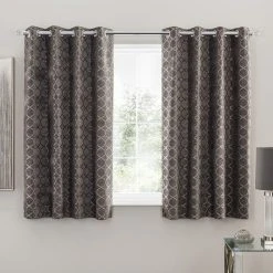 Luxury Collection Chenille Ogee Charcoal Eyelet Curtains -Dunelm Shop 30707774 alt05