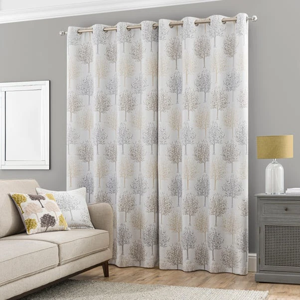 Luxury Collection Jacquard Trees Dove Grey Eyelet Curtains 6 Luxury Collection Jacquard Trees Dove Grey Eyelet Curtains - Image 4