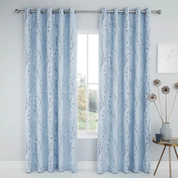Dunelm Belle Blue Blackout Eyelet Curtains 4 Dunelm Belle Blue Blackout Eyelet Curtains - Image 2