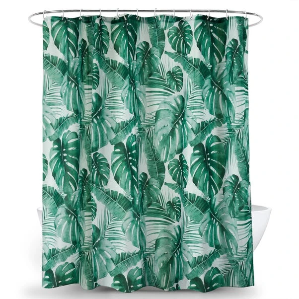 Dunelm Tropical Leaf Green Shower Curtain 3 Dunelm Tropical Leaf Green Shower Curtain