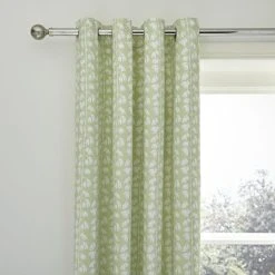 Dunelm Florentina Green Blackout Eyelet Curtains
