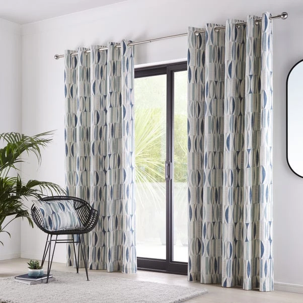 Dunelm Cuba Teal Eyelet Curtains 4 Dunelm Cuba Teal Eyelet Curtains - Image 2