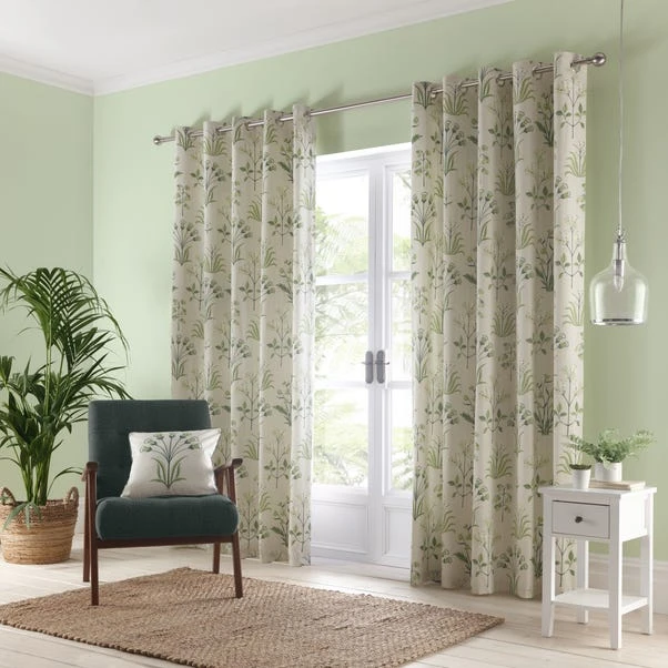 Dunelm Florentina Green Eyelet Curtains 4 Dunelm Florentina Green Eyelet Curtains - Image 2