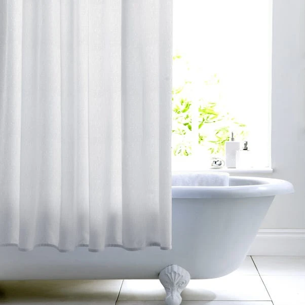 Dunelm White Woven Cotton With Peva Lining Shower Curtain 3 Dunelm White Woven Cotton With Peva Lining Shower Curtain