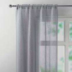 Dunelm Crushed Grey Slot Top Single Voile Panel
