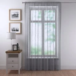 Dunelm Crushed Grey Slot Top Single Voile Panel -Dunelm Shop 30716588 alt04