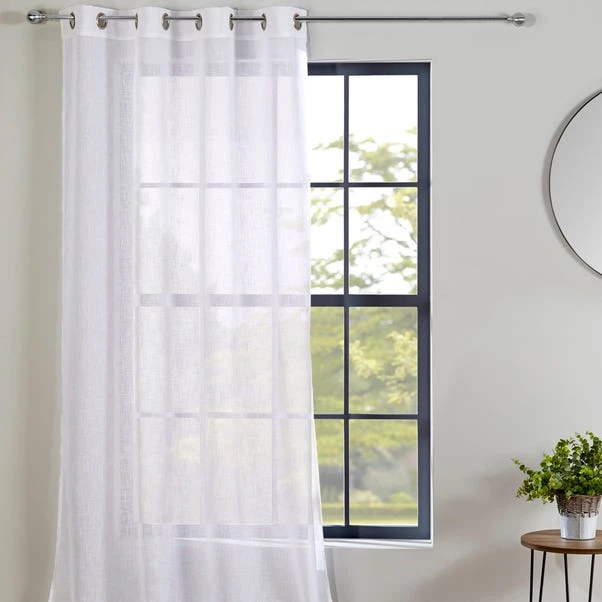 Dunelm Boucle White Eyelet Voile Panel 4 Dunelm Boucle White Eyelet Voile Panel - Image 2