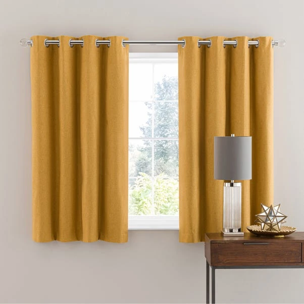 Dunelm Luna Brushed Old Gold Blackout Eyelet Curtains 7 Dunelm Luna Brushed Old Gold Blackout Eyelet Curtains - Image 5