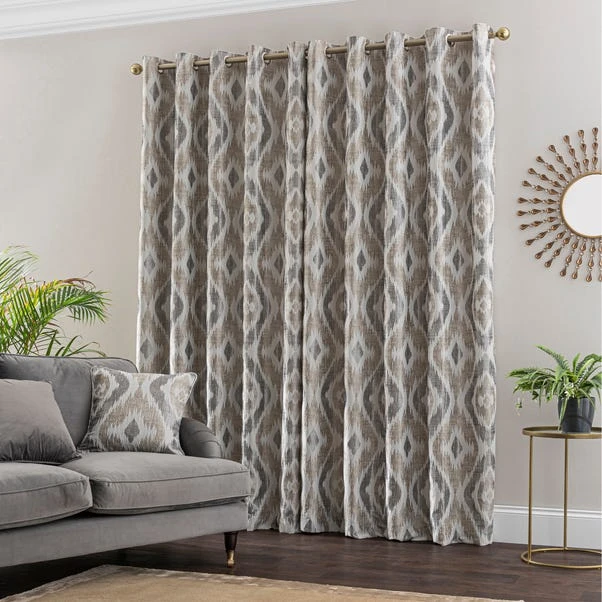 Luxury Collection Ikat Jacquard Eyelet Curtain Natural 6 Luxury Collection Ikat Jacquard Eyelet Curtain Natural - Image 4