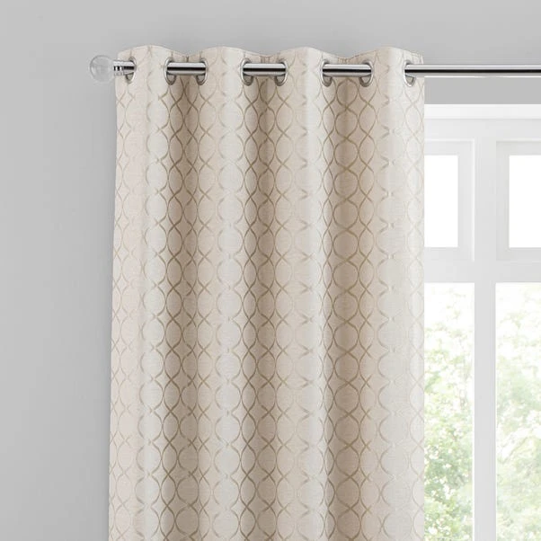 Luxury Collection Chenille Ogee Cream Eyelet Curtains 3 Luxury Collection Chenille Ogee Cream Eyelet Curtains