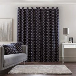 Luxury Collection Chenille Ogee Navy Eyelet Curtains 11 Luxury Collection Chenille Ogee Navy Eyelet Curtains -Dunelm Shop 30716869 alt04