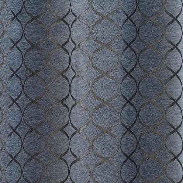 Luxury Collection Chenille Ogee Ashley Blue Eyelet Curtains 5 Luxury Collection Chenille Ogee Ashley Blue Eyelet Curtains - Image 3