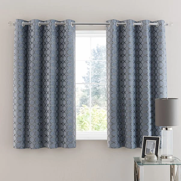 Luxury Collection Chenille Ogee Ashley Blue Eyelet Curtains 7 Luxury Collection Chenille Ogee Ashley Blue Eyelet Curtains - Image 5