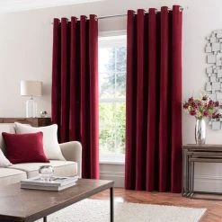 Dunelm Luna Brushed Wine Blackout Eyelet Curtains -Dunelm Shop 30716918 alt01