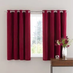 Dunelm Luna Brushed Wine Blackout Eyelet Curtains -Dunelm Shop 30716918 alt05