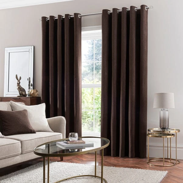 Dunelm Luna Brushed Pine Cone Blackout Eyelet Curtains 4 Dunelm Luna Brushed Pine Cone Blackout Eyelet Curtains - Image 2