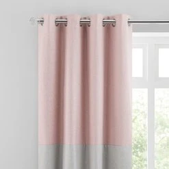Dunelm Luna Block Blackout Eyelet Curtain Blush And Dove Grey